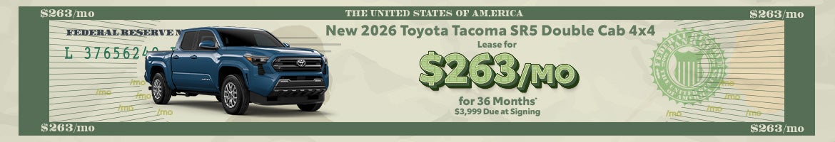 Lease a new 2026 Toyota Tacoma SR5 Double Cab for only $263 per month
