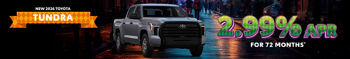 2.99% APR for 72 months on a new 2026 Toyota Tundra